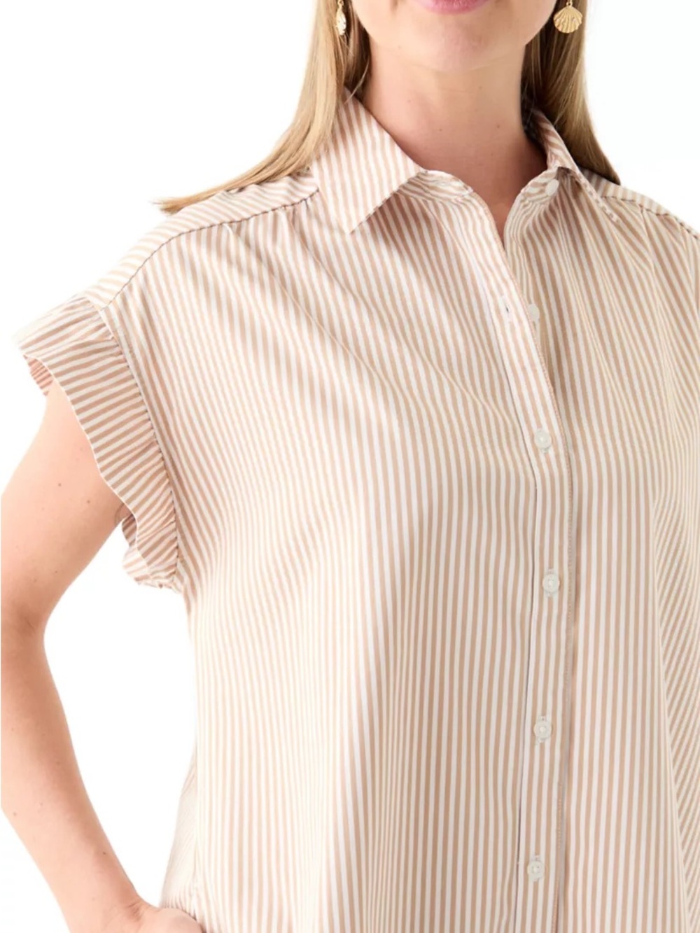 Crown and Ivy Short Sleeve Peplum Yarn Dye Dress Large - Picture 2 of 3